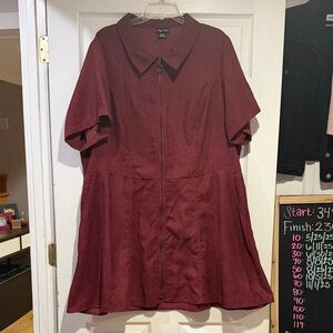 City Chic Deep Red Short Sleeve Dress